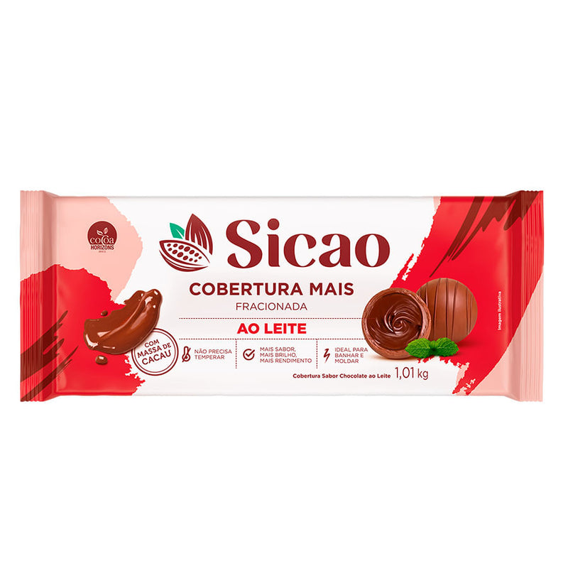 Cobertura Fracionada Mais Sabor Chocolate ao Leite Barra 1,01kg SICAO