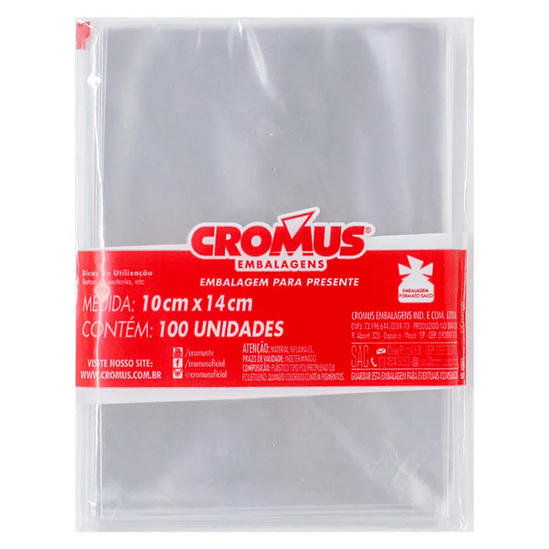 Saco Transparente 10x14cm (050280) com 100 un CROMUS