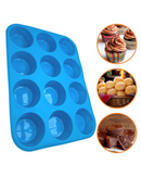 Forma de Silicone 12 Cavidades Assadeira Forminha Cupcake - Confeitudo