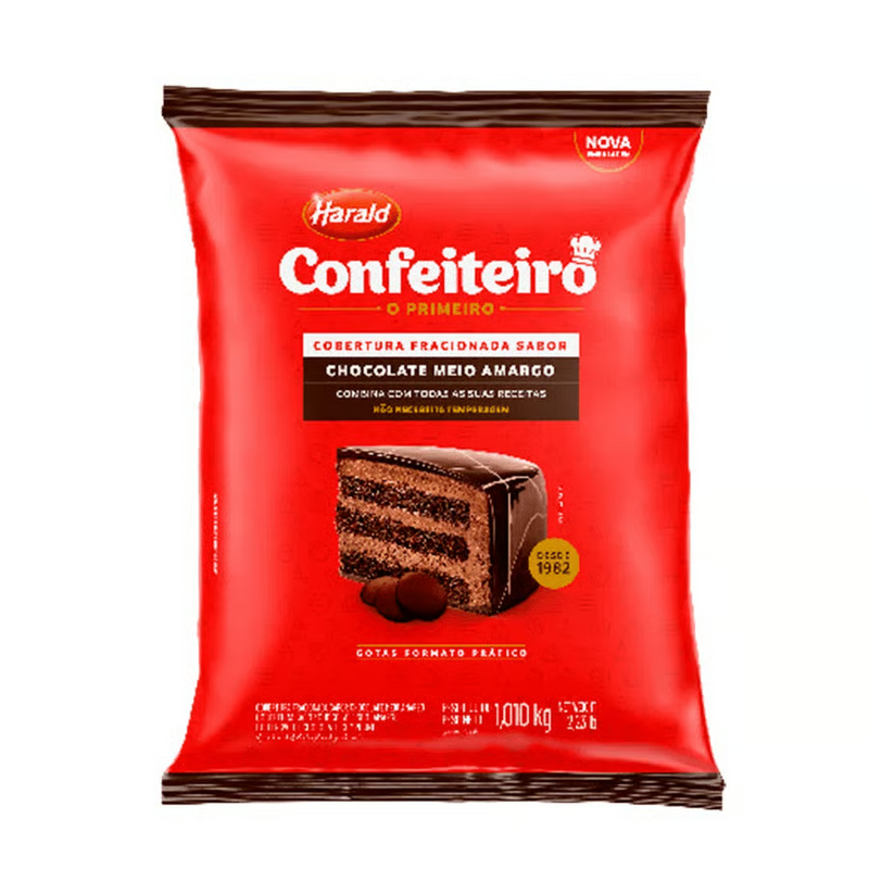 Cobertura Meio Amargo Confeiteiro Gotas 1,010kg - Harald