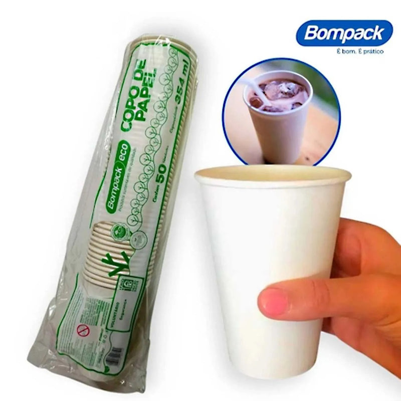 Copo De Papel 354ml Descartável C/50 Unidades - Bompack