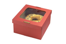 CAIXA COM VISOR P/ BOLOS FIORI VERMELHA 21,5X21,5X12CM UN SULFORMAS